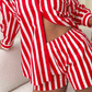 Love Laura Stripe Shorts In Red & White