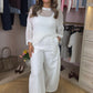 Leah Open Knit Jumper In White