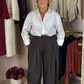Kendra Pleated Barrell Trousers In Coffee