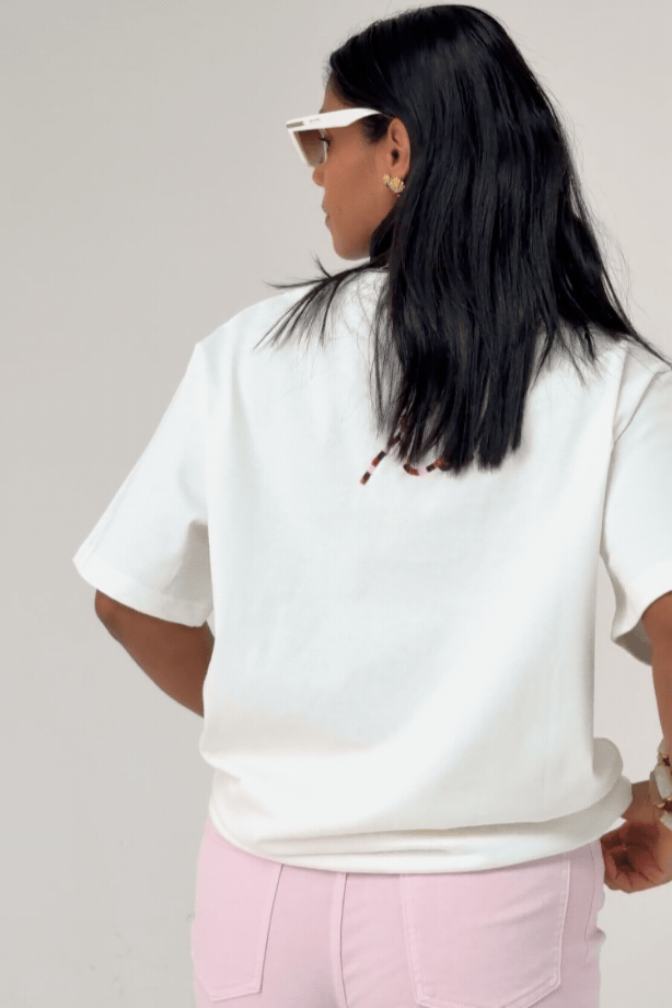 Love Laura Sequin Shell T-Shirt In White
