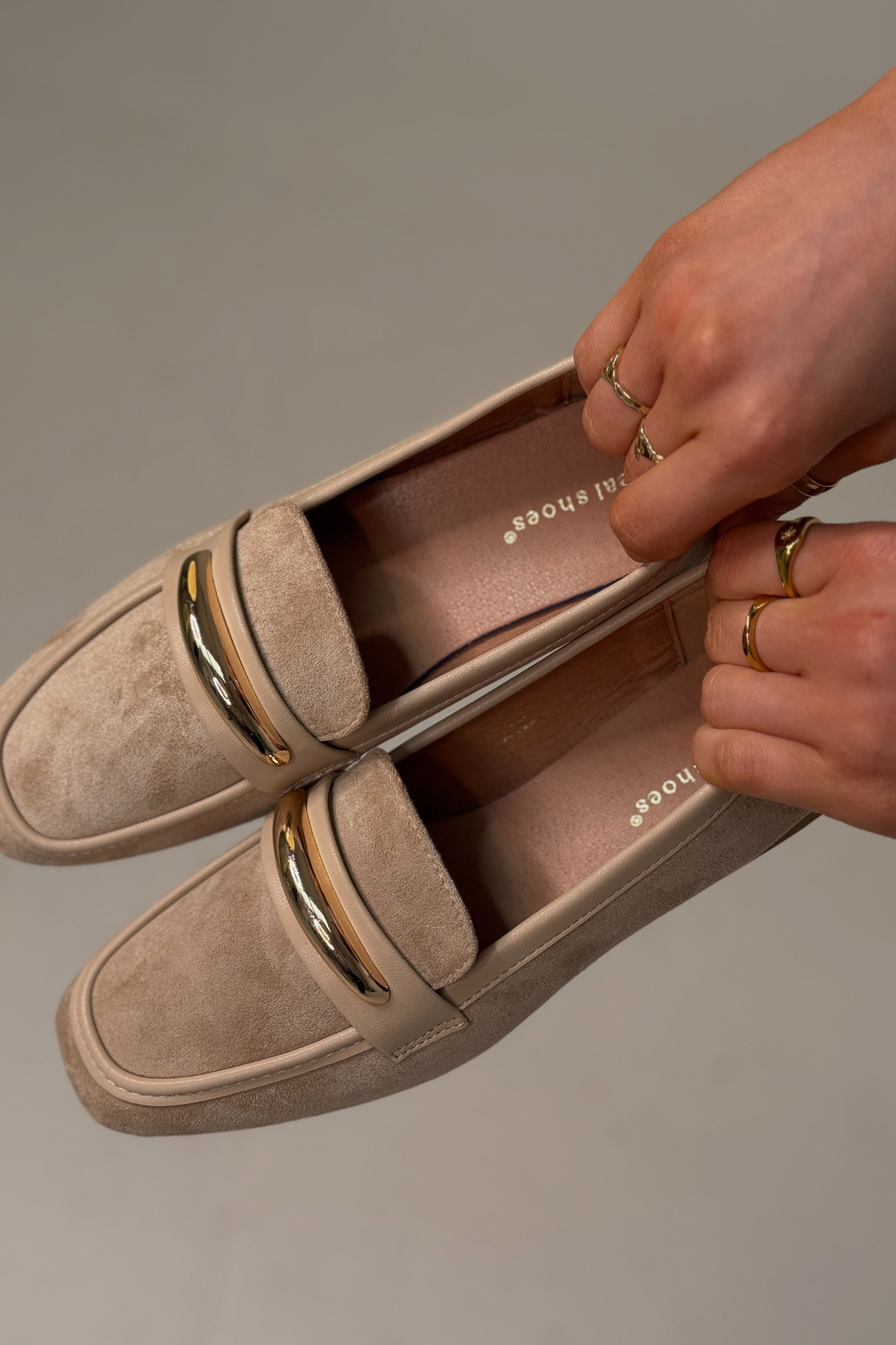Izzy Buckle Faux Suede Loafer In Neutral