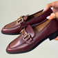 Lauren Buckle Faux Leather Loafer In Wine