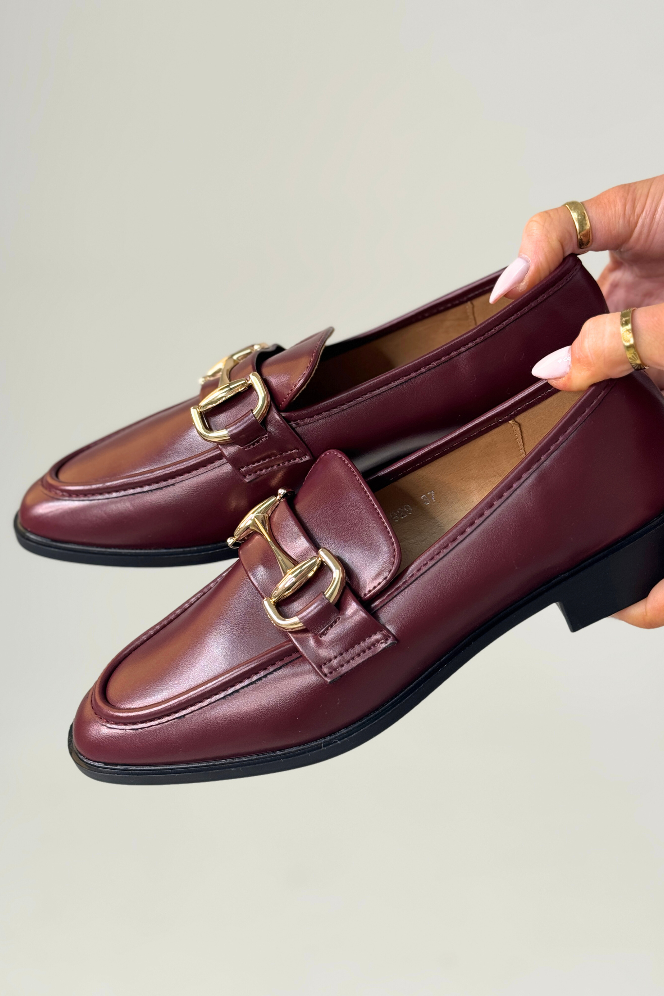 Lauren Buckle Faux Leather Loafer In Wine
