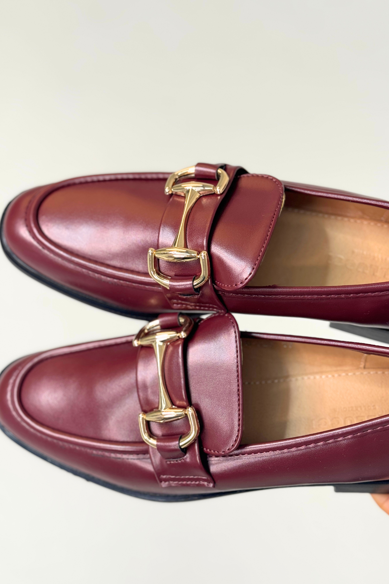 Lauren Buckle Faux Leather Loafer In Wine