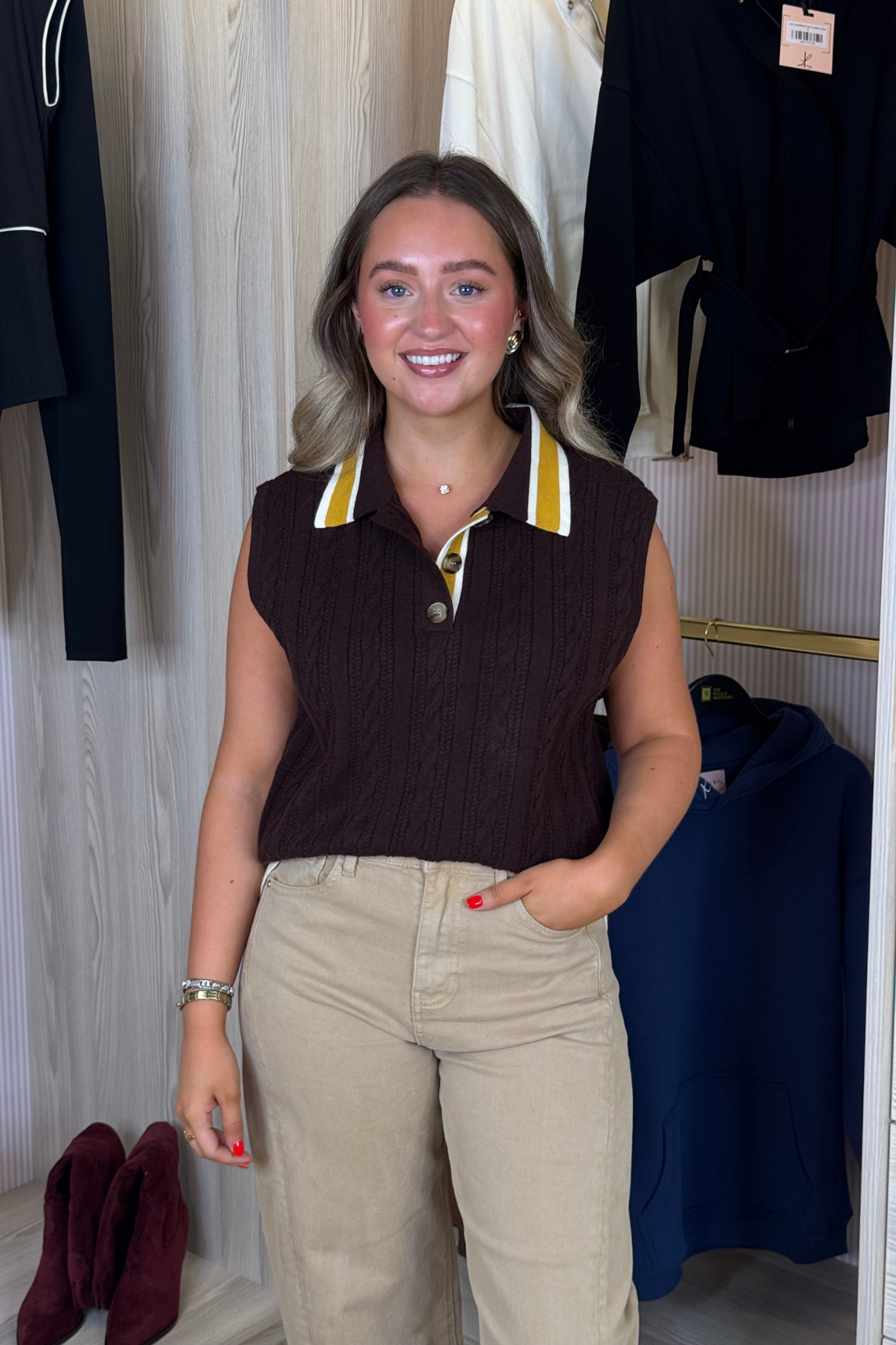 Holly Sleeveless Knit Top In Chocolate