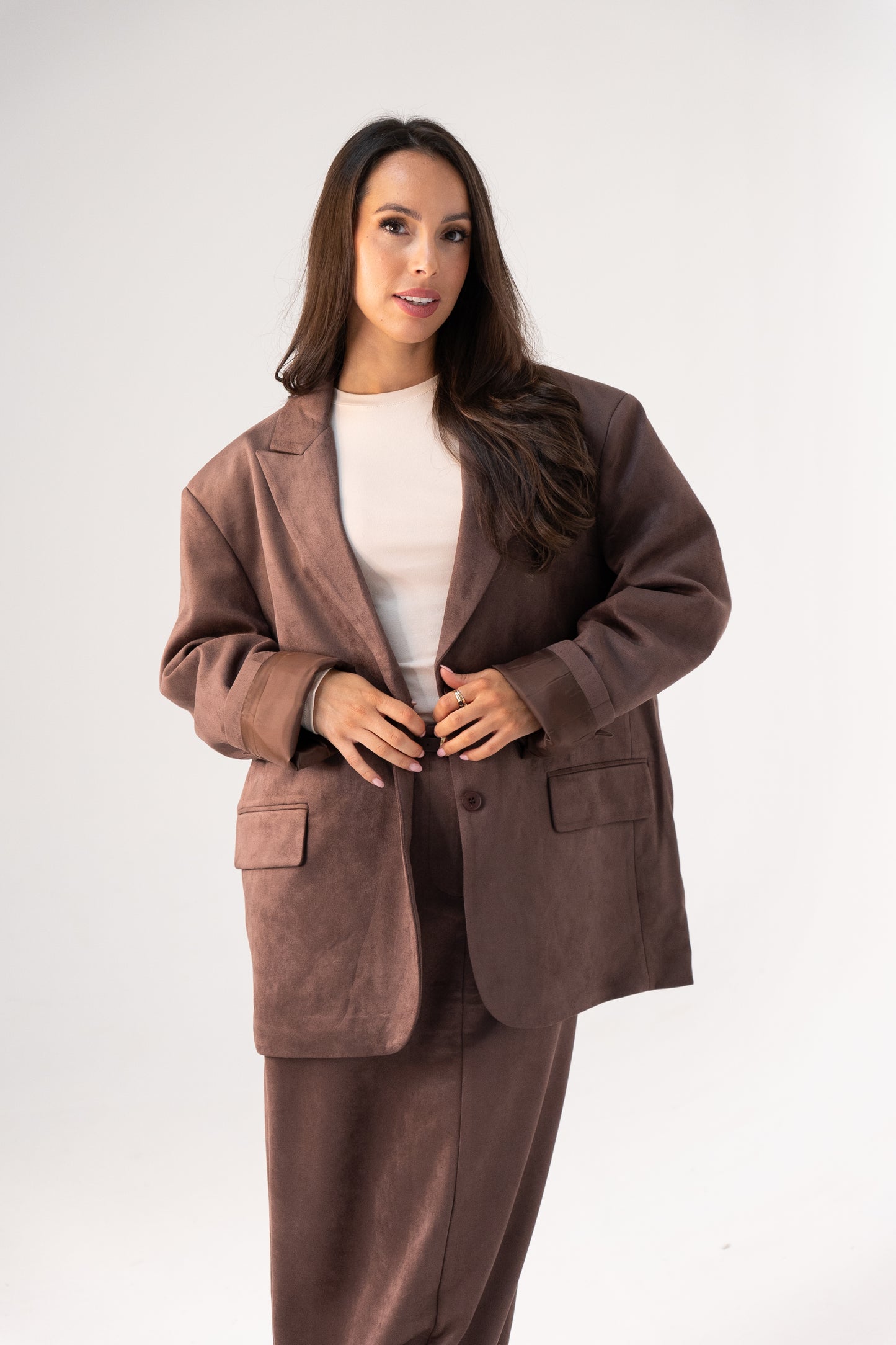 Willow Faux Suede Blazer In Mocha