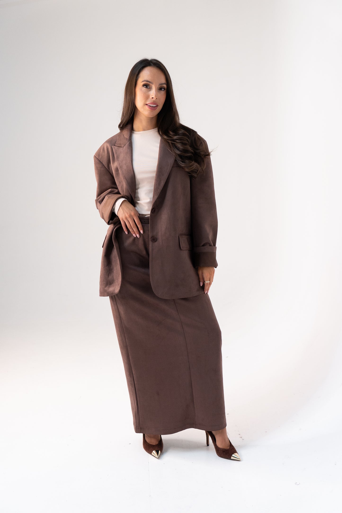 Willow Faux Suede Blazer In Mocha