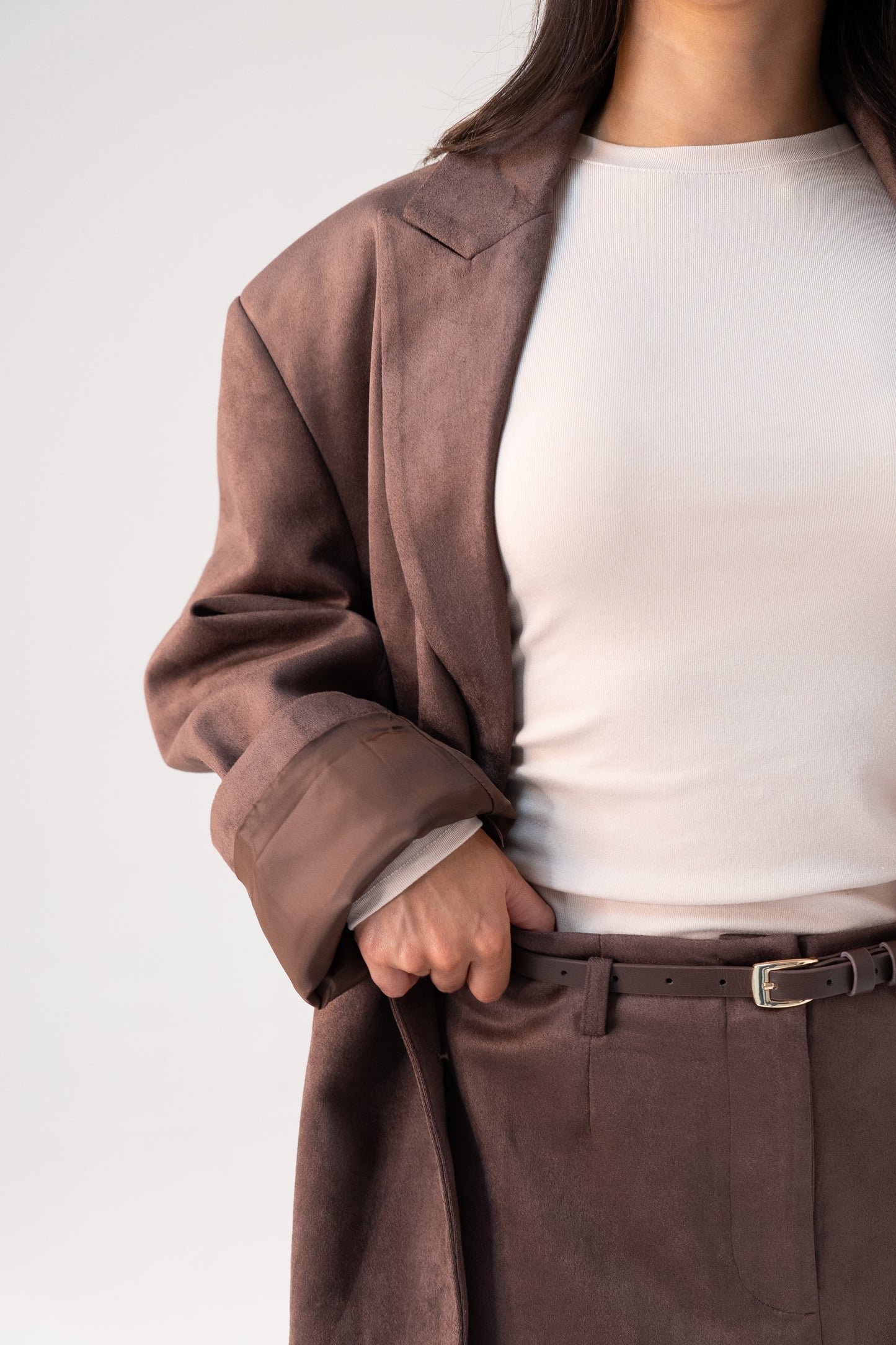 Willow Faux Suede Blazer In Mocha