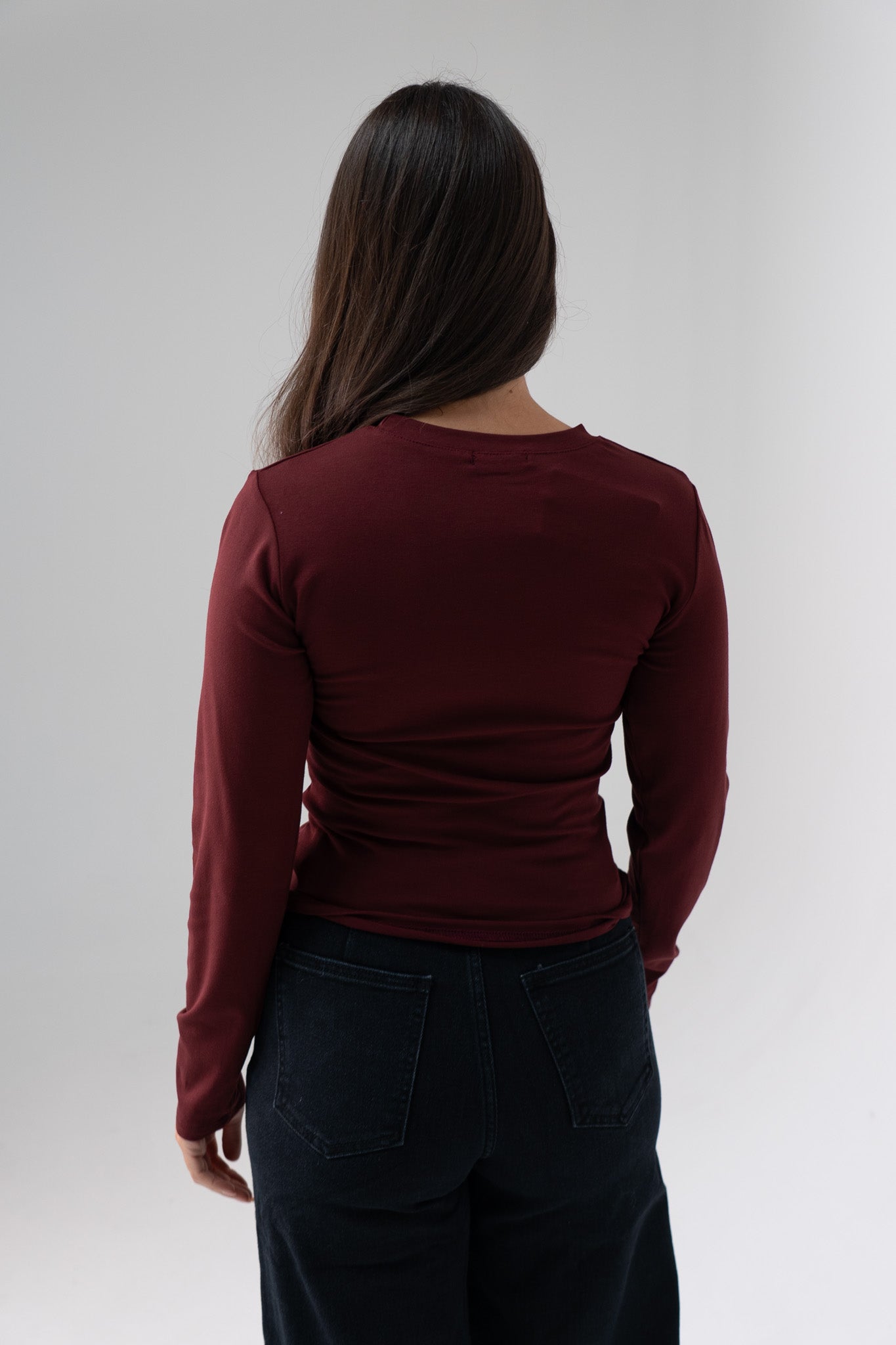 Willow Long Sleeve Top In Burgundy