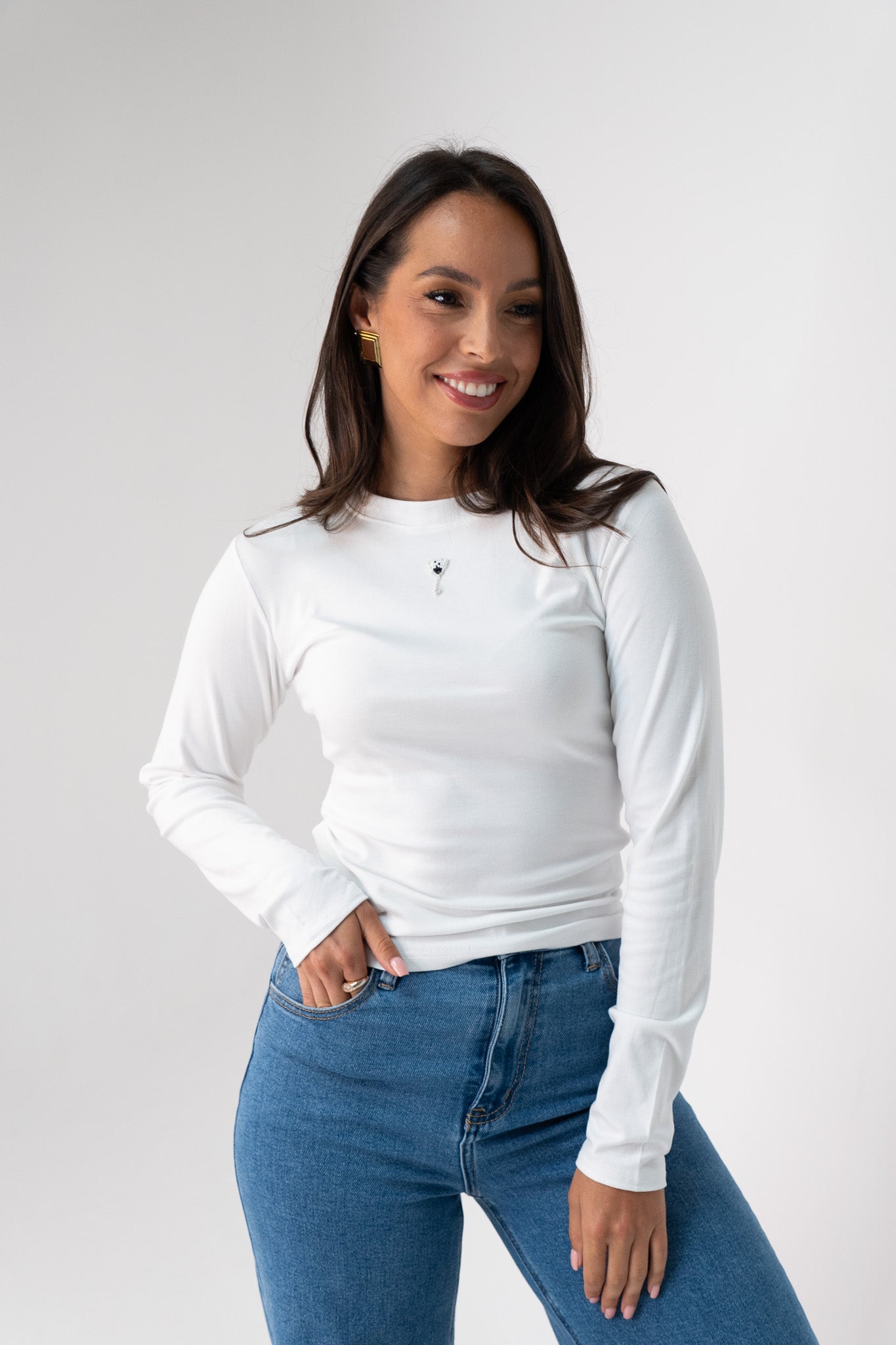 Willow Long Sleeve Top In White