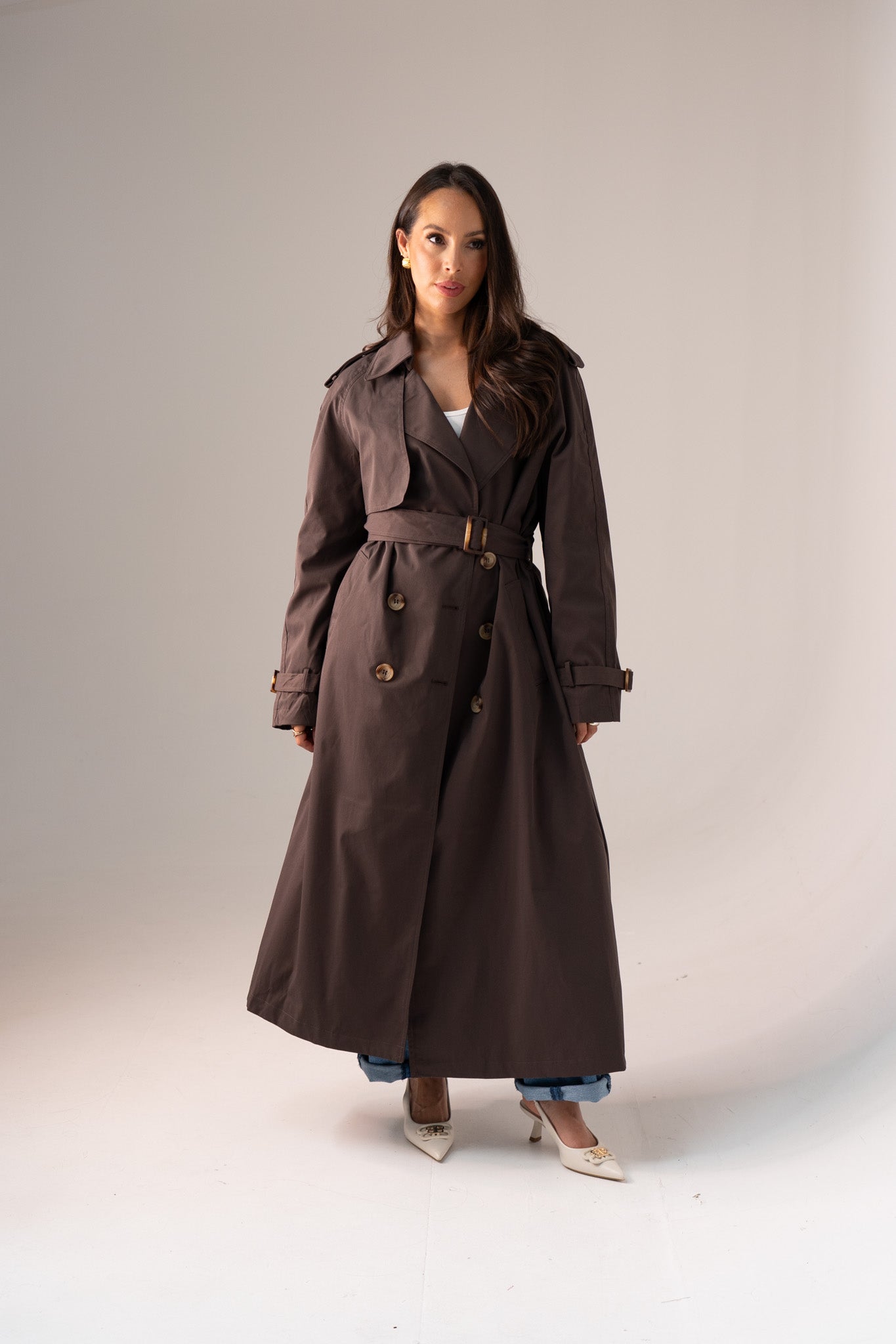 Willow Longline Trench Coat In Coffee