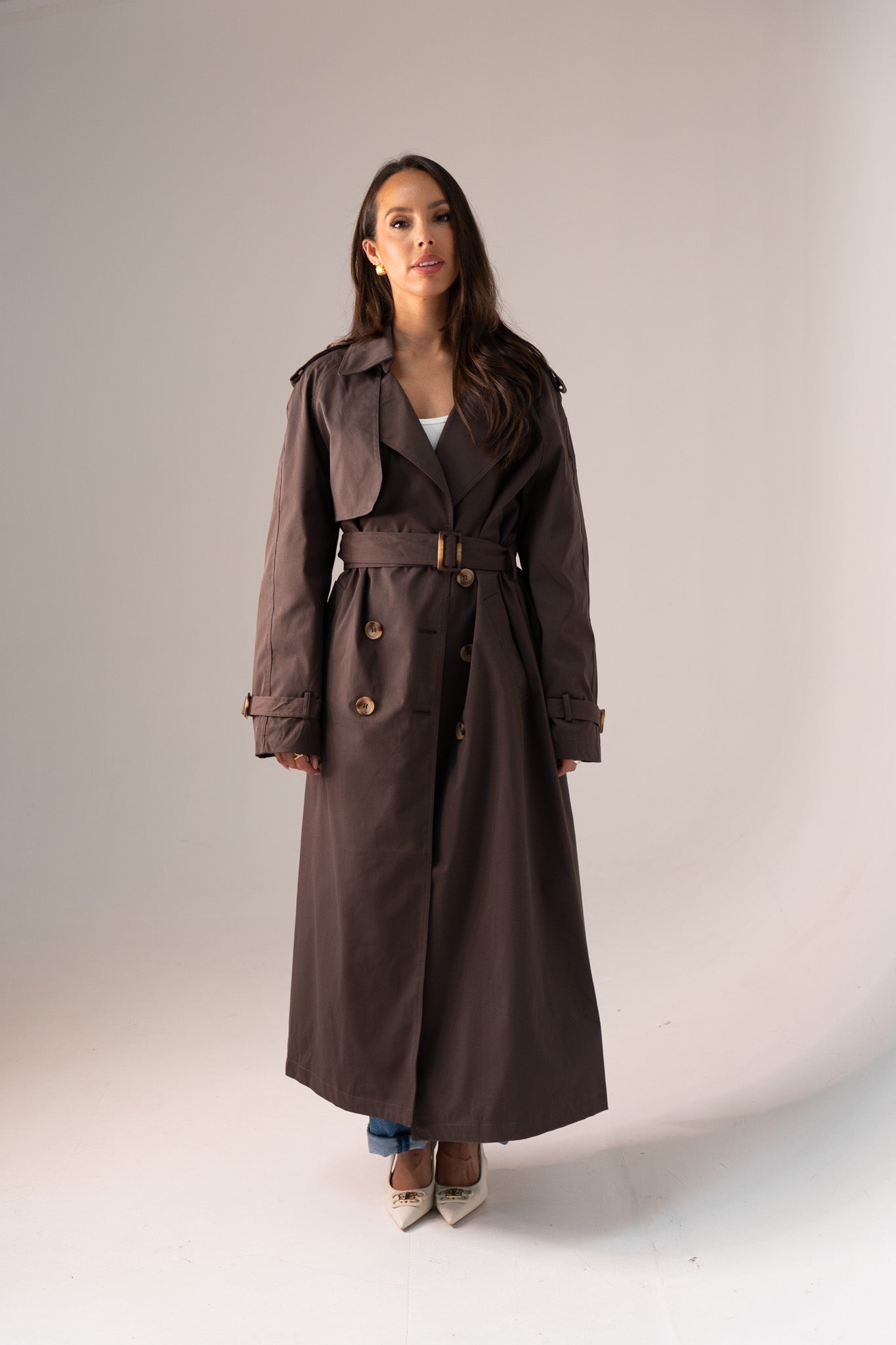 Willow Longline Trench Coat In Coffee