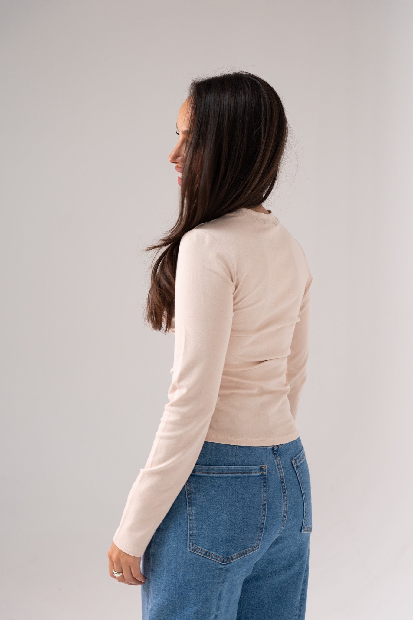 Willow Long Sleeve Top In Beige