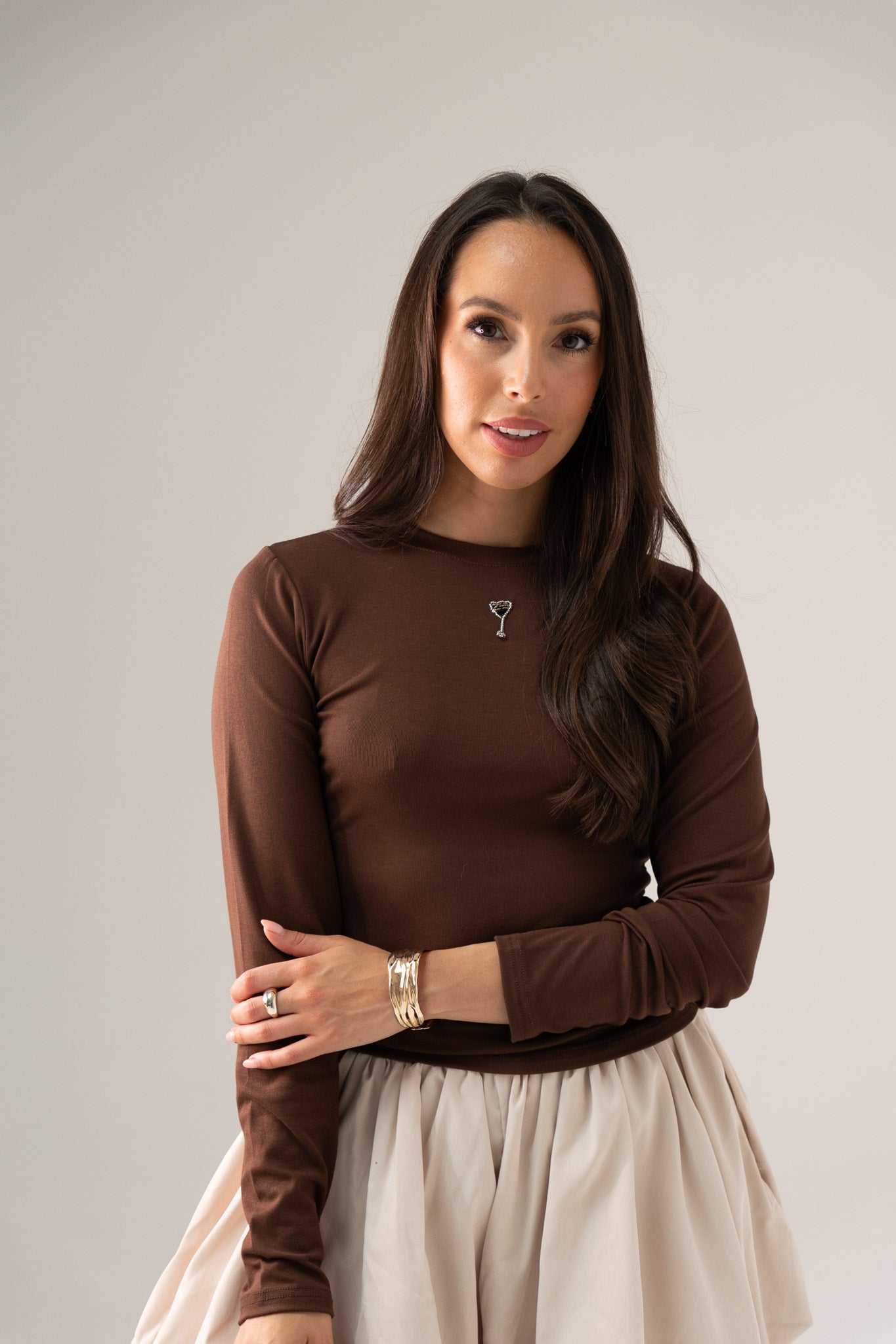 Willow Long Sleeve Top In Coffee
