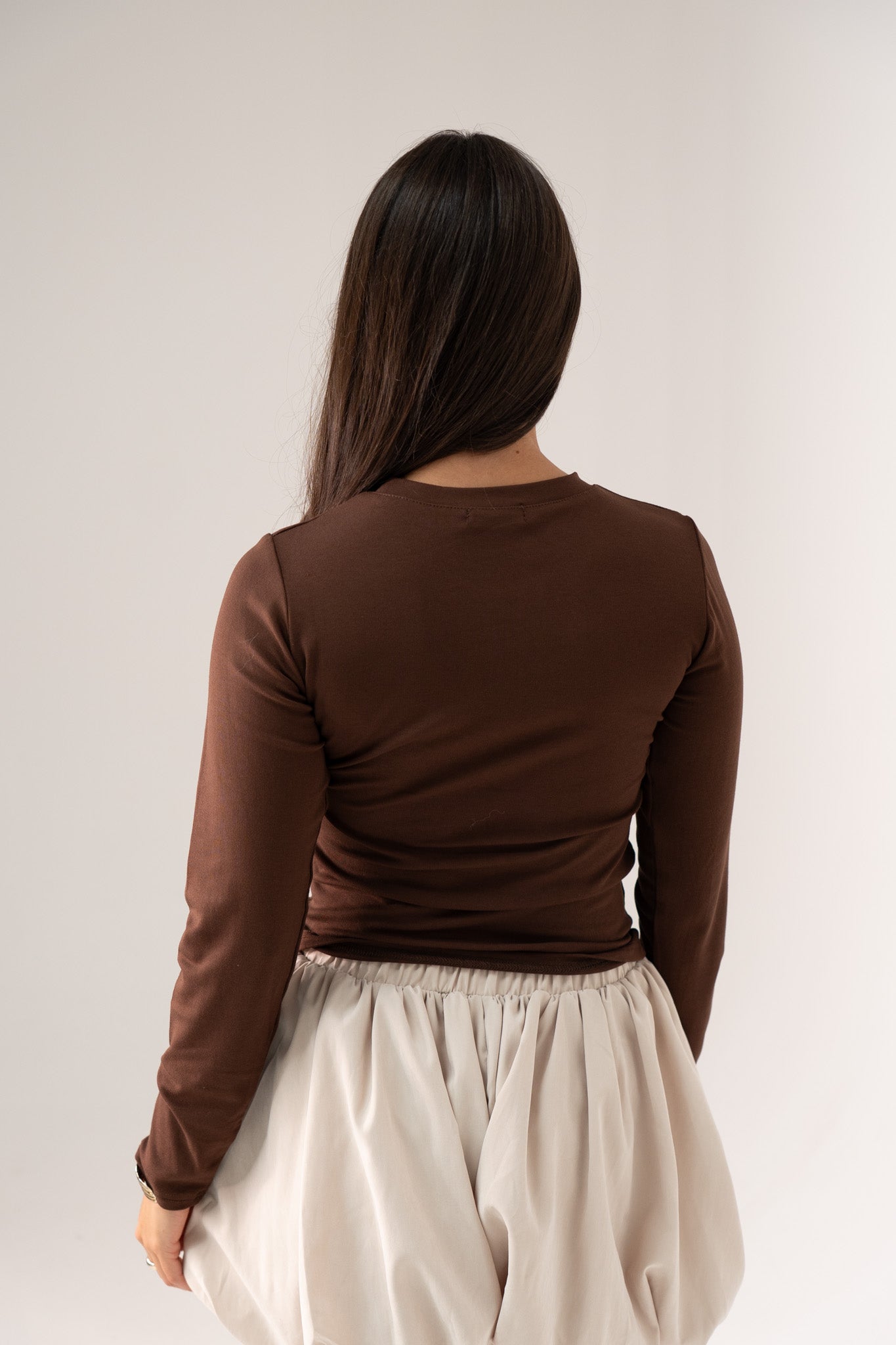 Willow Long Sleeve Top In Coffee
