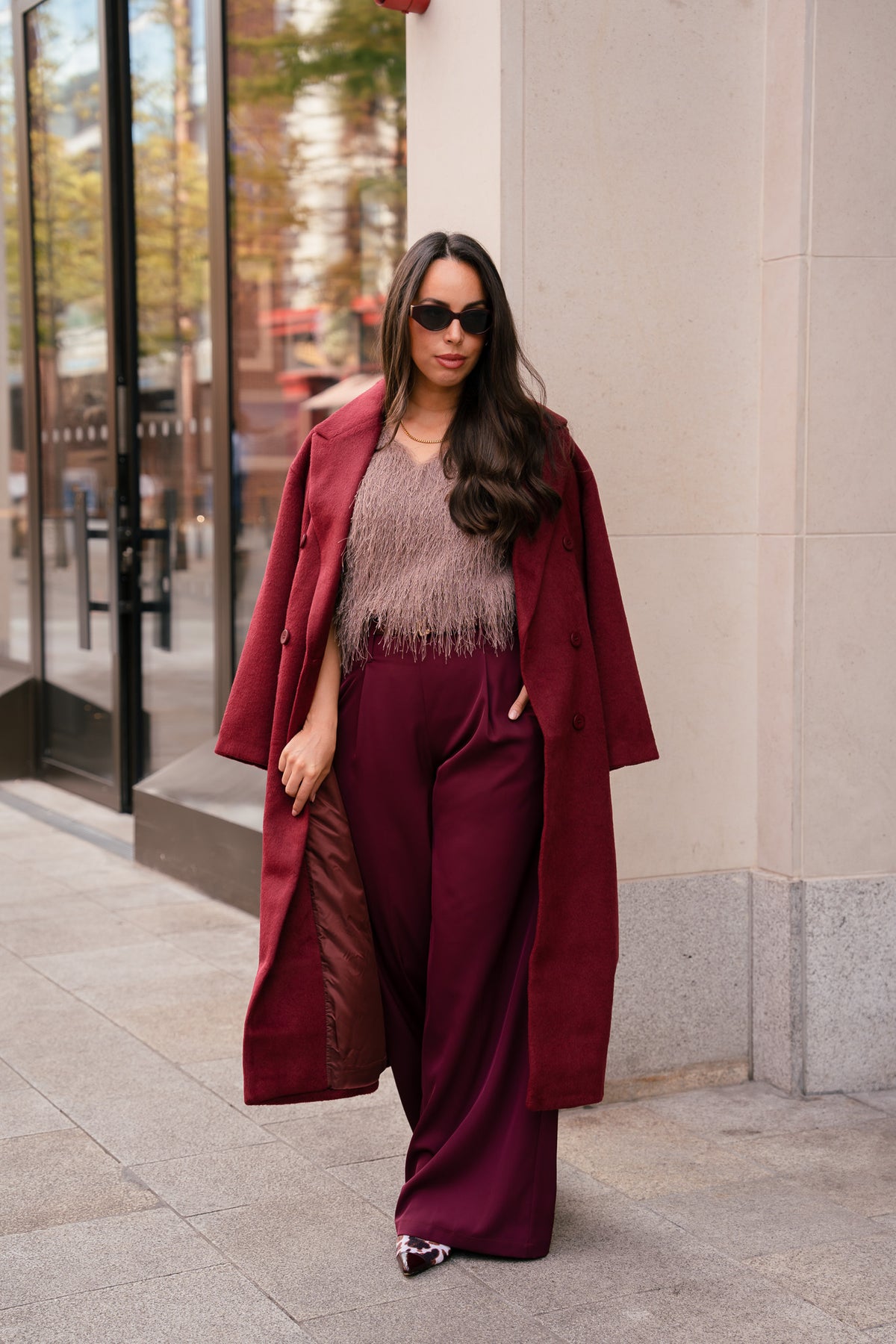 Love Laura Coat In Burgundy