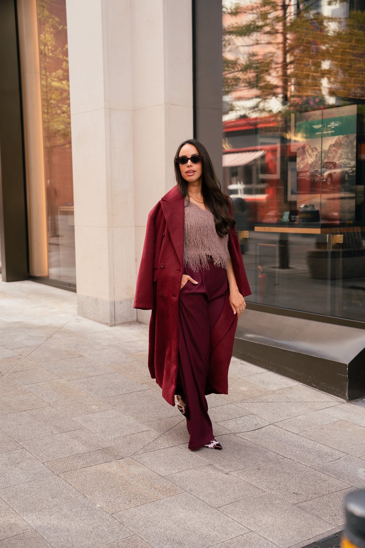 Love Laura Coat In Burgundy