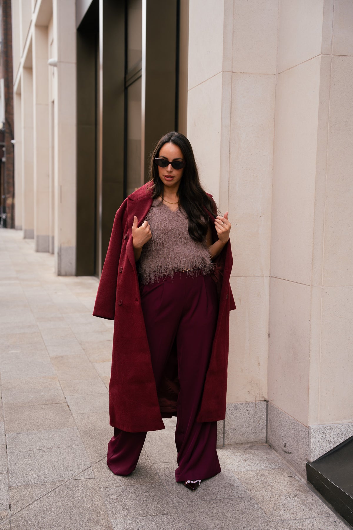 Love Laura Coat In Burgundy