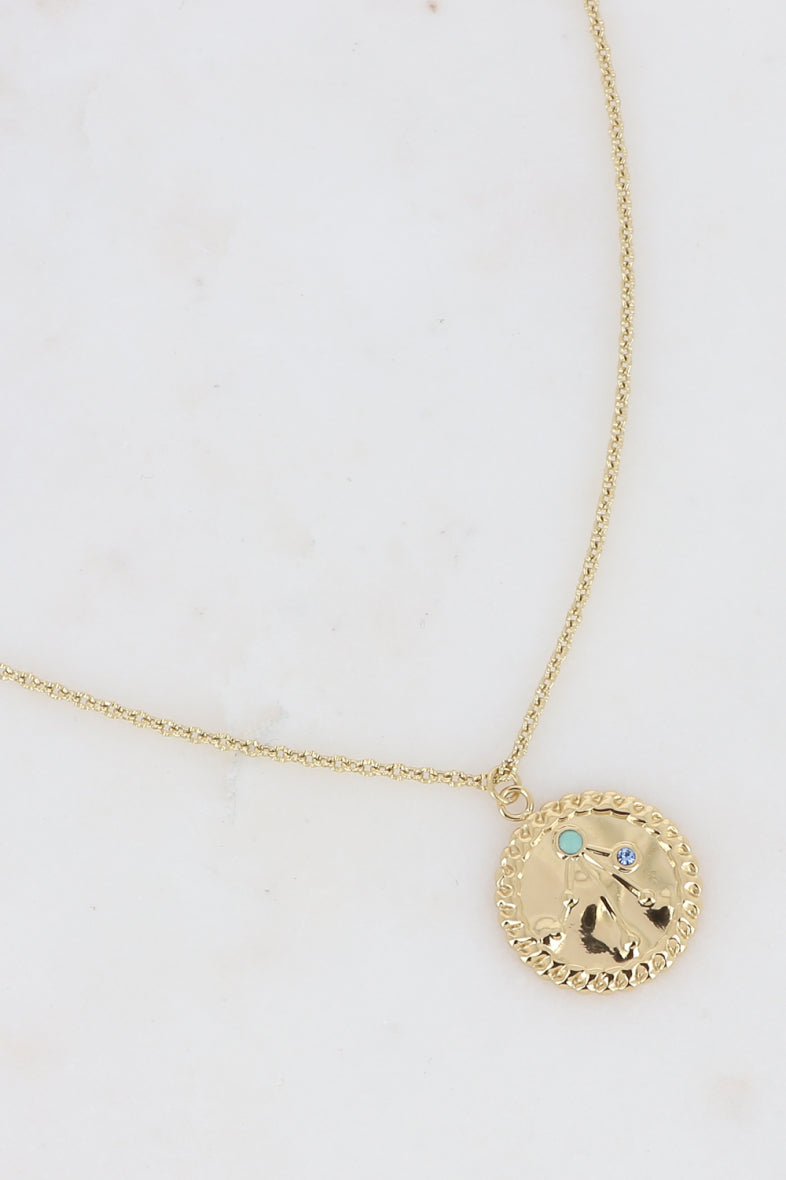Polly Diamanté Pendant Necklace In Gold
