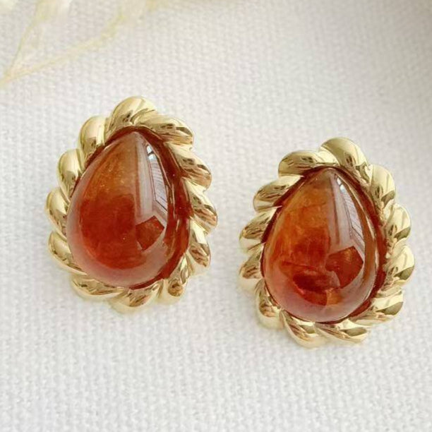 Polly Resin Teardrop Earring In Amber