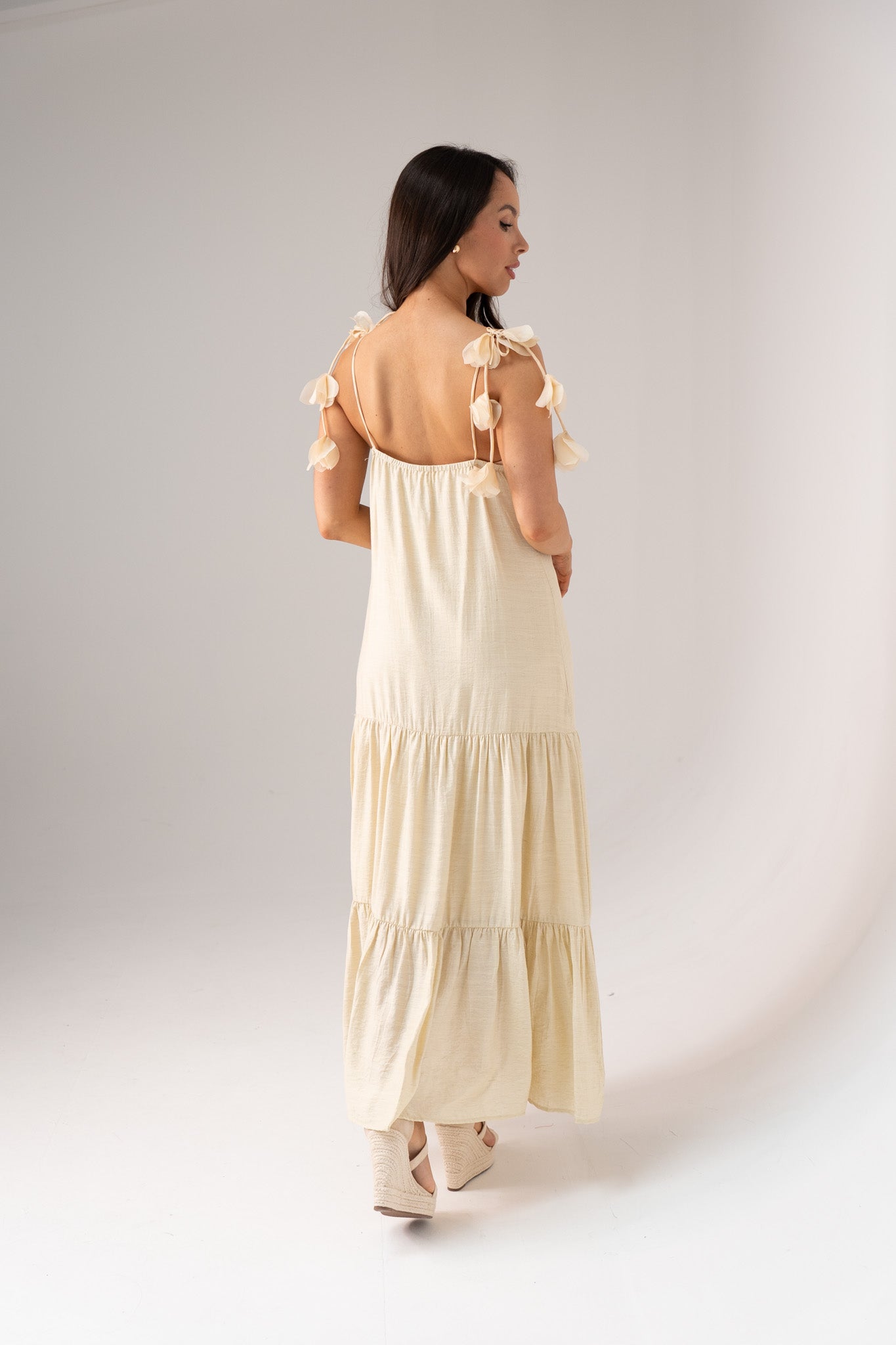 Connie Tiered Maxi Dress In Buttermilk