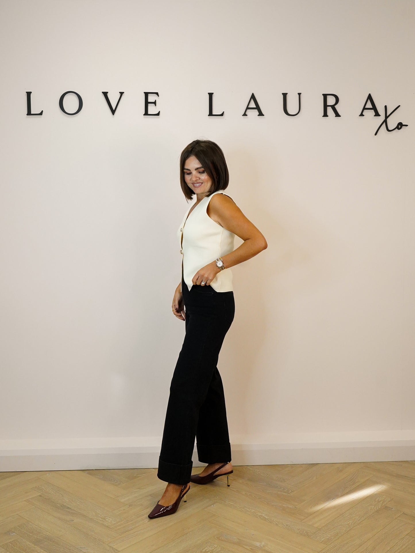 Love Laura Turn Up Jeans In Black