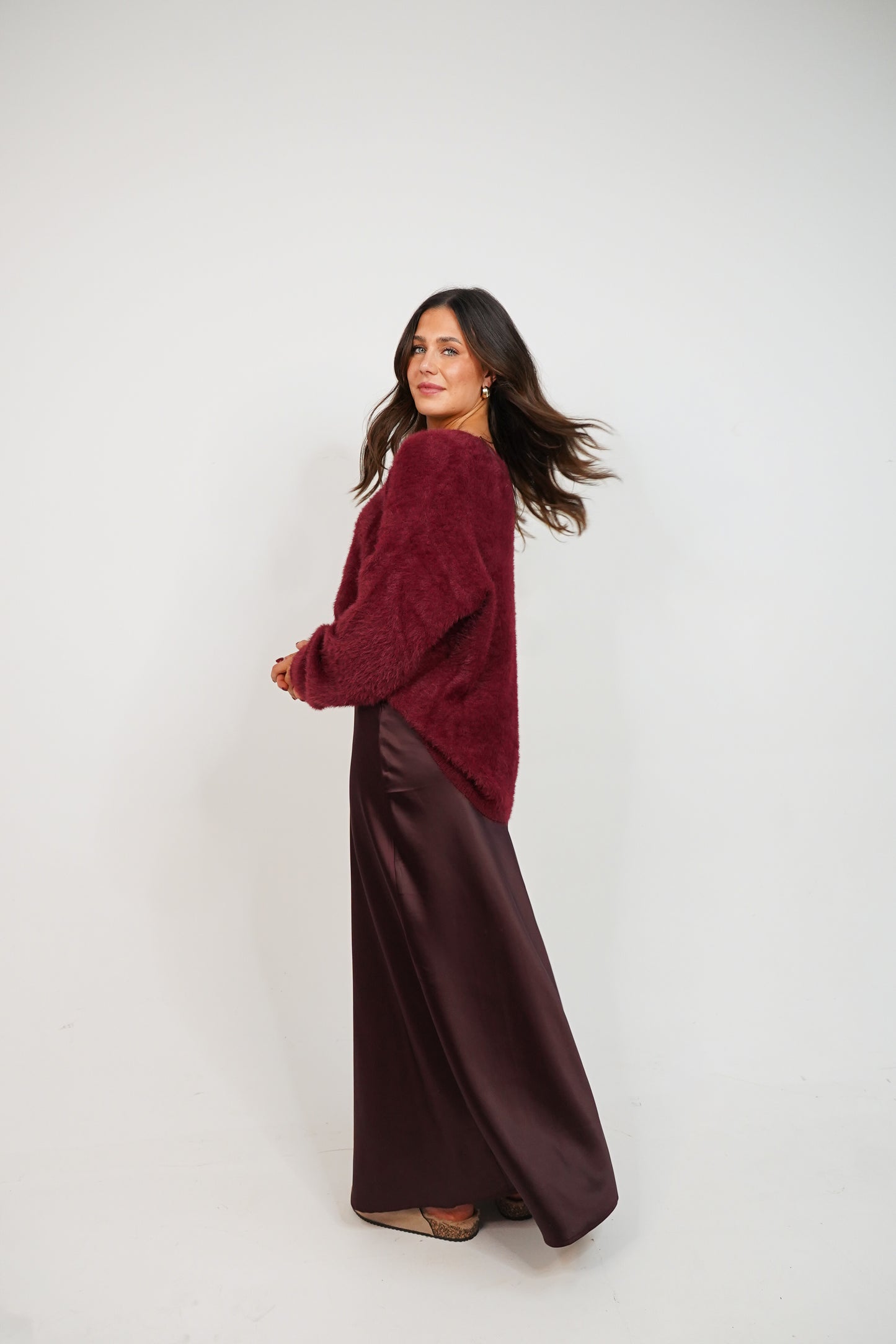 Love Laura Slip Skirt In Deep Plum