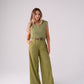 Love Laura High Waist Wide Leg Trousers In Olive