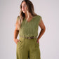 Love Laura Textured Fringed V-Neck Top In Olive