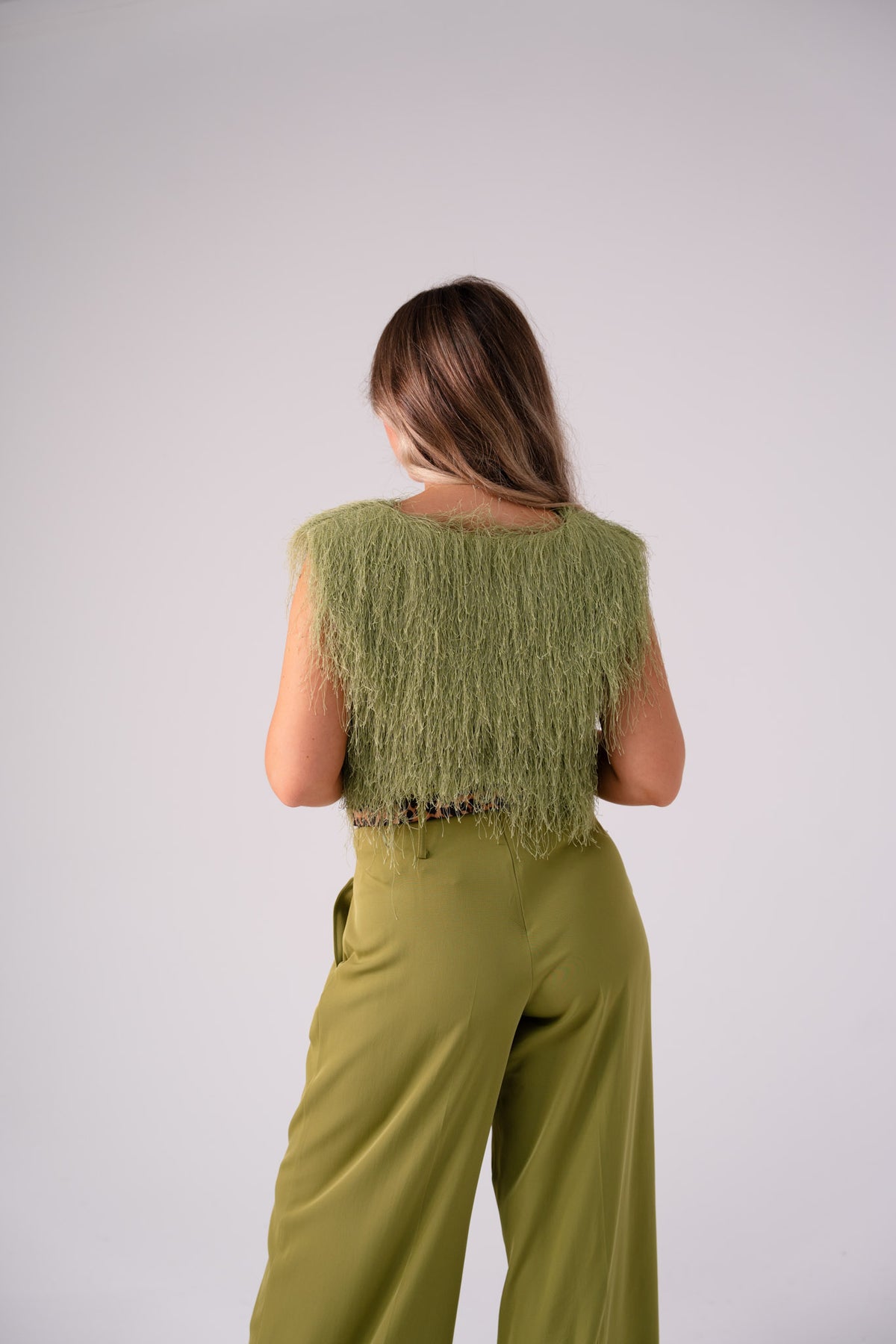 Love Laura High Waist Wide Leg Trousers In Olive
