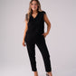 Love Laura Fringed Textured V-Neck Top In Black