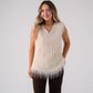 Love Laura Fringed Textured V-Neck Top In Cream