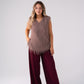 Love Laura Fringed Textured V-Neck Top In Mauve