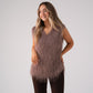 Love Laura Fringed Textured V-Neck Top In Mauve