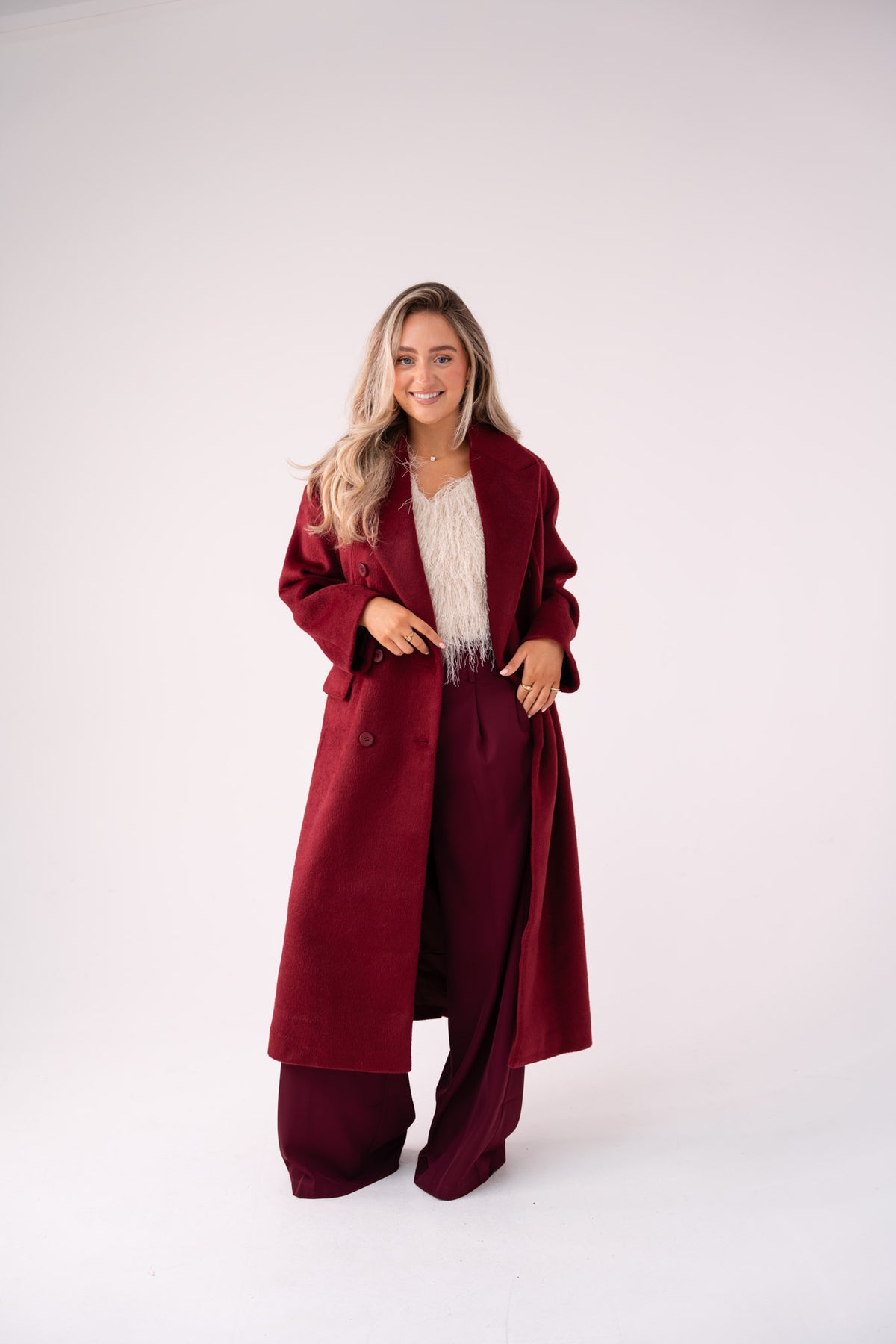 Love Laura Coat In Burgundy