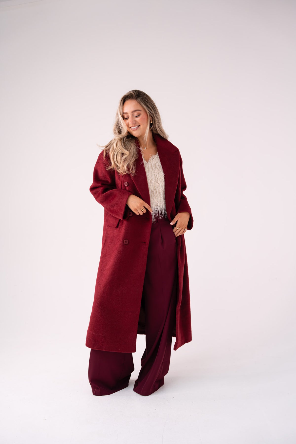 Love Laura Coat In Burgundy