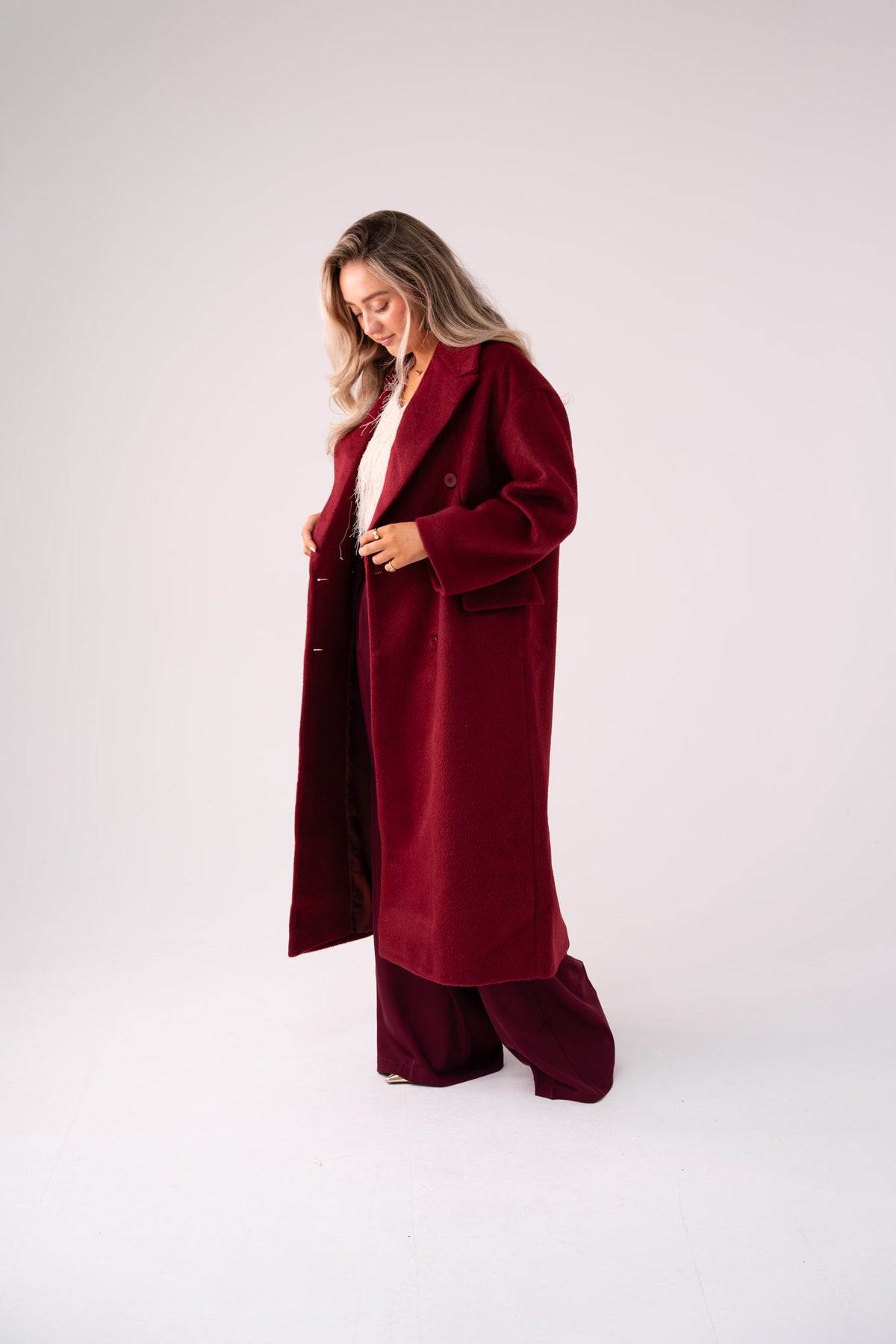 Love Laura Coat In Burgundy