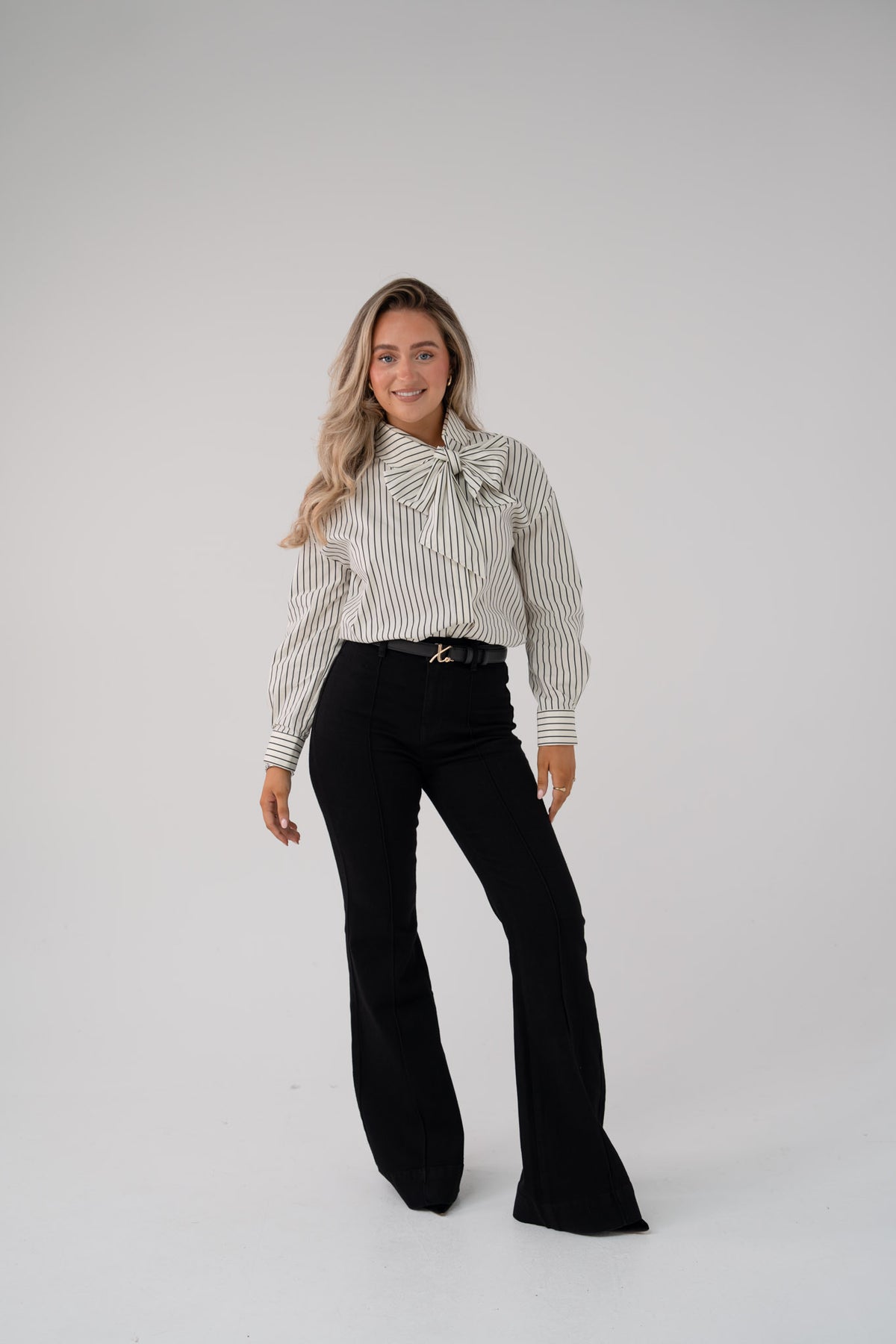 Love Laura High Rise Flare Jeans In Black