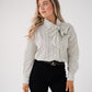 Love Laura Pinstripe Bow Blouse In White