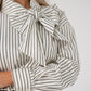 Love Laura Pinstripe Bow Blouse In White