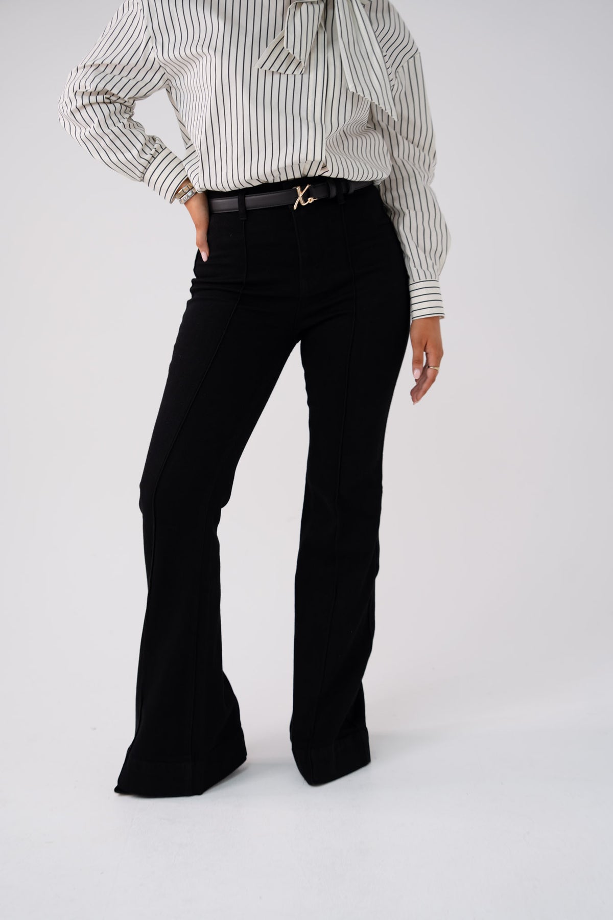 Love Laura High Rise Flare Jeans In Black