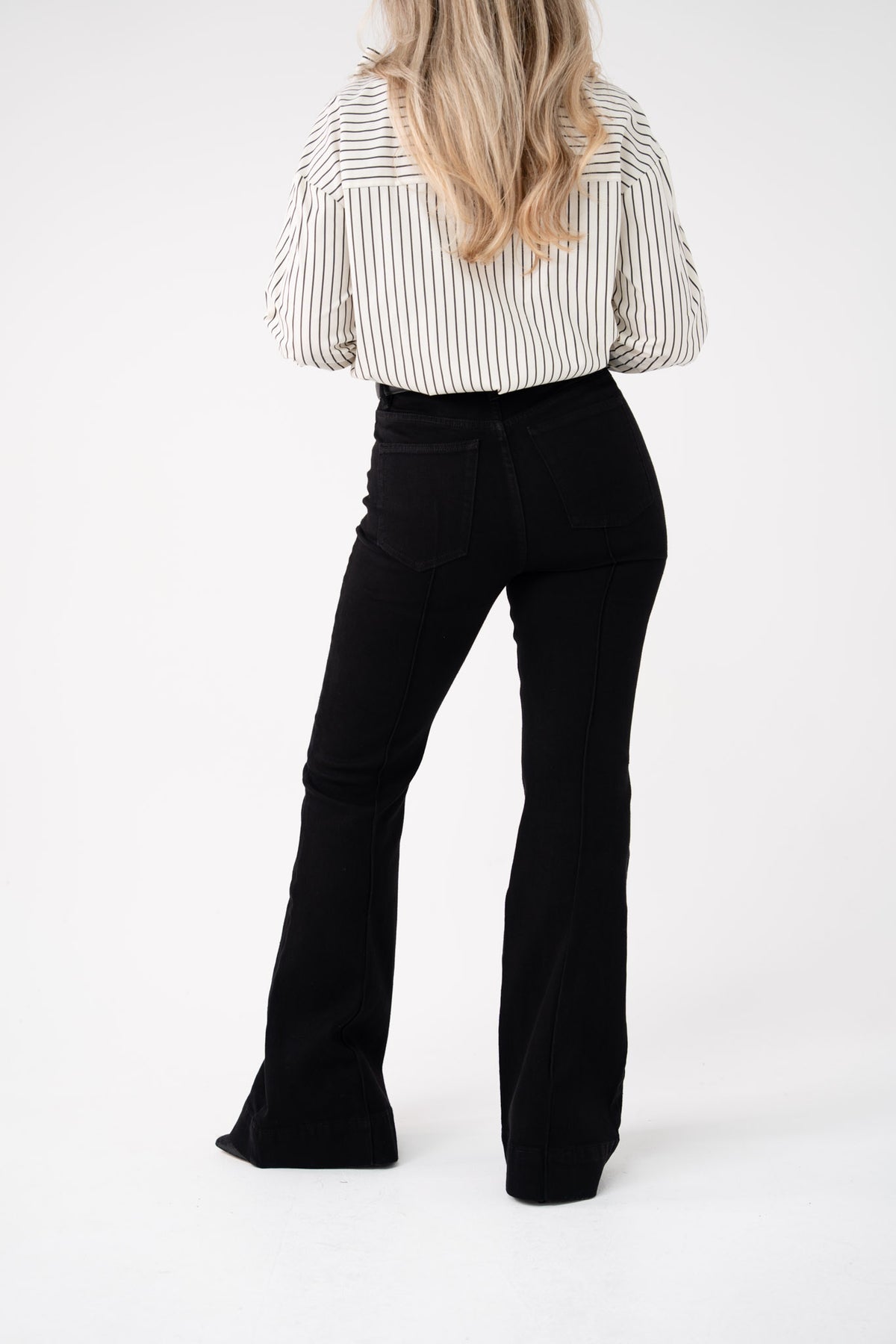 Love Laura High Rise Flare Jeans In Black