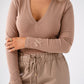 Love Laura V-Neck Ribbed Base Top In Coffee
