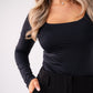 Love Laura Long Sleeve Scoop Top In Black