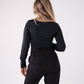 Love Laura Long Sleeve Scoop Top In Black