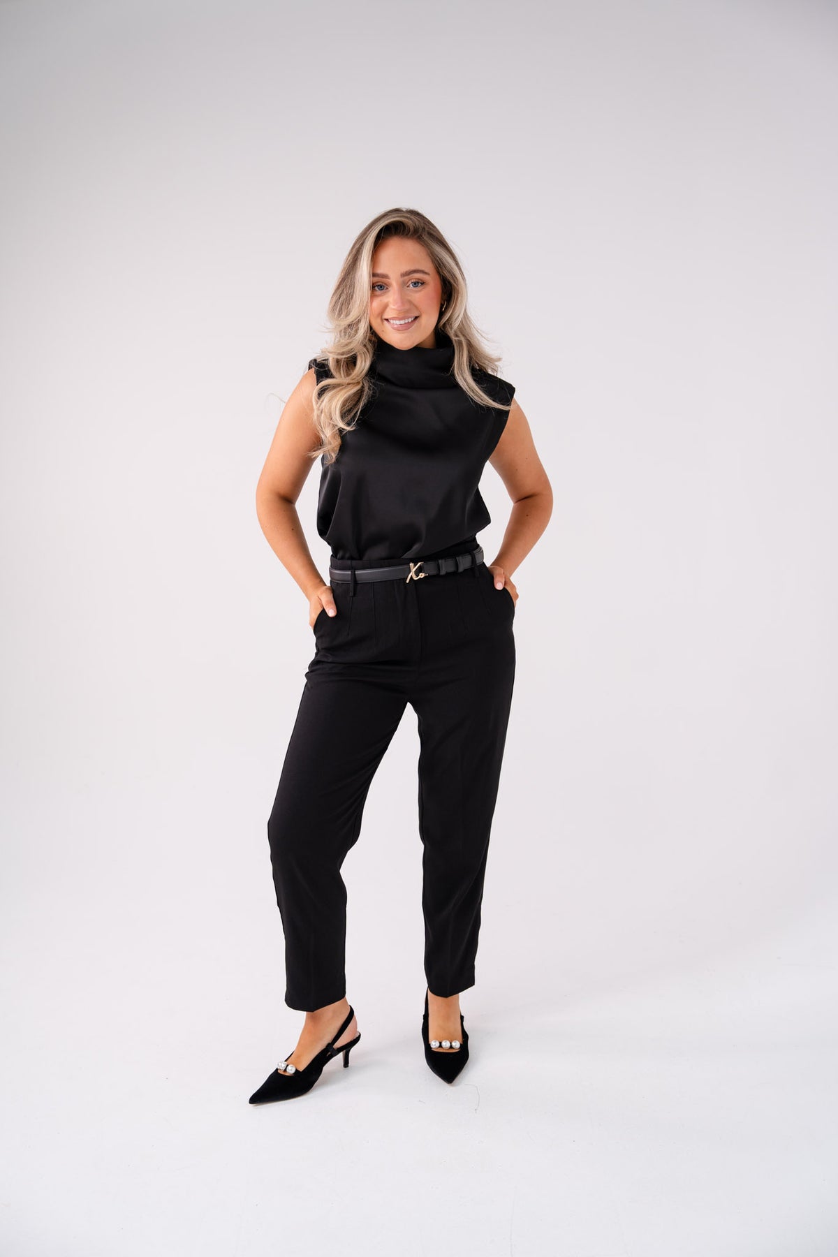 Love Laura Cowl Neck Top In Black