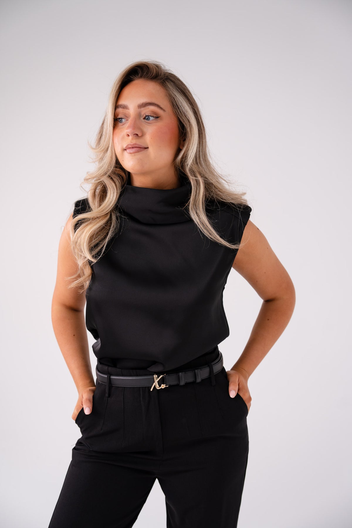 Love Laura Cowl Neck Top In Black
