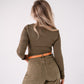 Love Laura Long Sleeve Scoop Top In Khaki