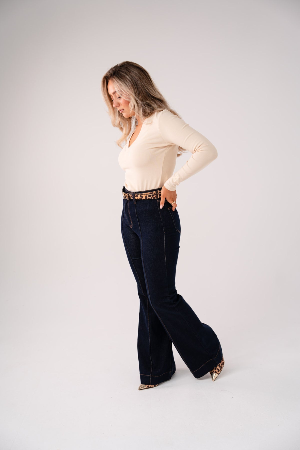 Love Laura High Rise Flare Jeans In Indigo