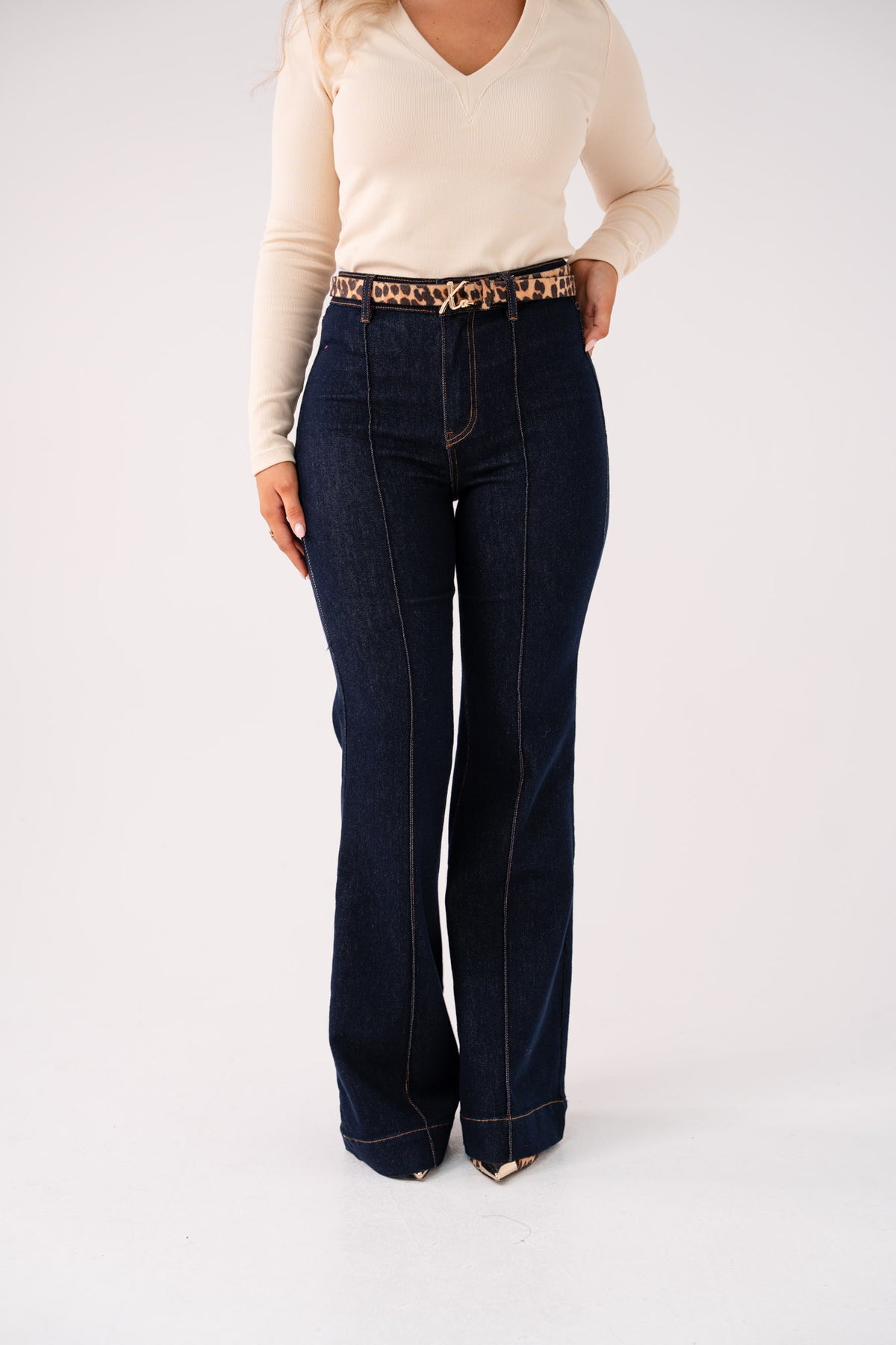 Love Laura High Rise Flare Jeans In Indigo